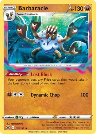 'Pokemon - 'Barbaracle 107/196  - Holofoil SWSH11 Lost Origin - Holo Rare