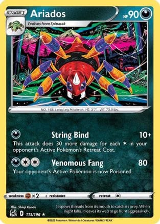 'Pokemon - 'Ariados 113/196  - Reverse Holofoil SWSH11 Lost Origin - Rare