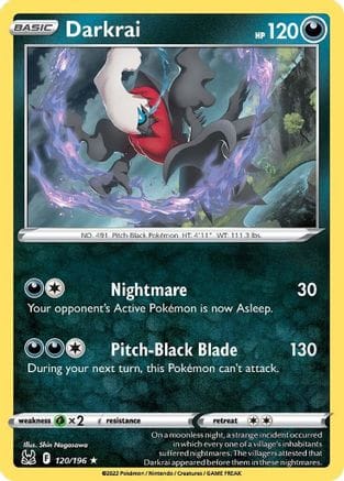 'Pokemon - 'Darkrai 120/196  - Holofoil SWSH11 Lost Origin - Holo Rare