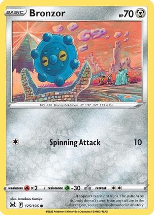 'Pokemon - 'Bronzor 125/196  - Reverse Holofoil SWSH11 Lost Origin - Common