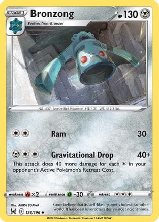 'Pokemon - 'Bronzong 126/196  - Reverse Holofoil SWSH11 Lost Origin - Uncommon