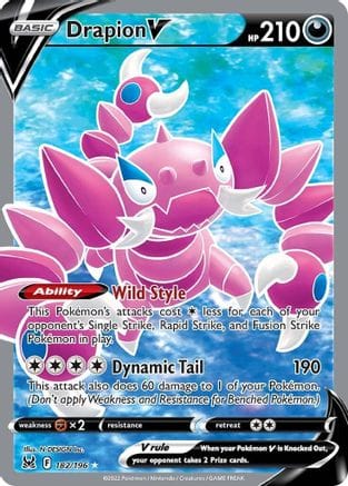 'Pokemon - 'Drapion V (Full Art) 182/196  - Holofoil SWSH11 Lost Origin - Ultra Rare