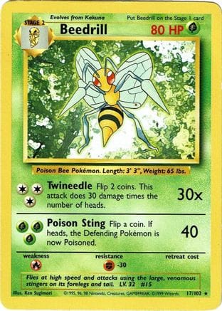 'Pokemon - 'Beedrill 017/102  Base Set - Rare
