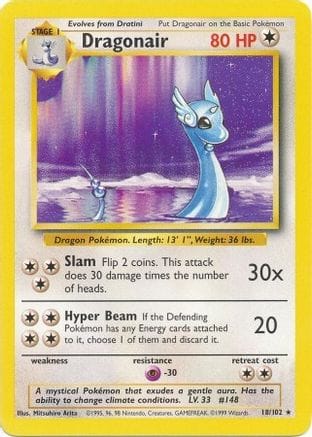 'Pokemon - 'Dragonair 018/102  Base Set - Rare