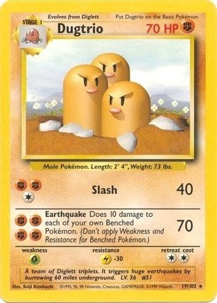'Pokemon - 'Dugtrio 019/102  Base Set - Rare