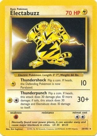 'Pokemon - 'Electabuzz 020/102  Base Set - Rare