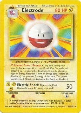 'Pokemon - 'Electrode 021/102  Base Set - Rare