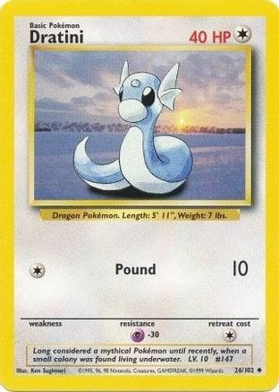'Pokemon - 'Dratini 026/102  Base Set - Uncommon