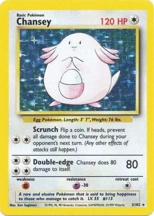 'Pokemon - 'Chansey 003/102  - Holofoil Base Set - Holo Rare