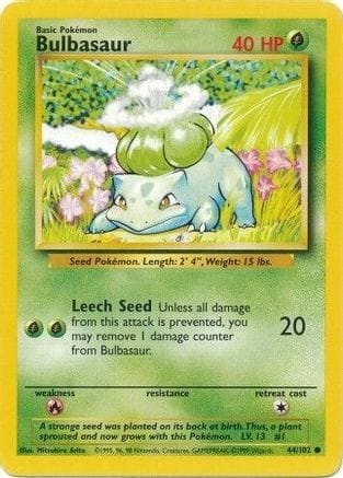 'Pokemon - 'Bulbasaur 044/102  Base Set - Common