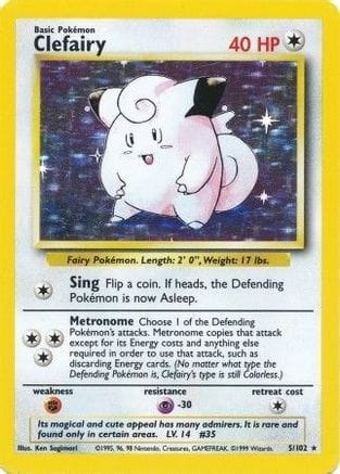 'Pokemon - 'Clefairy 005/102  - Holofoil Base Set - Holo Rare