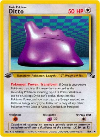 'Pokemon - 'Ditto (18) 018/62  - Unlimited Fossil - Rare