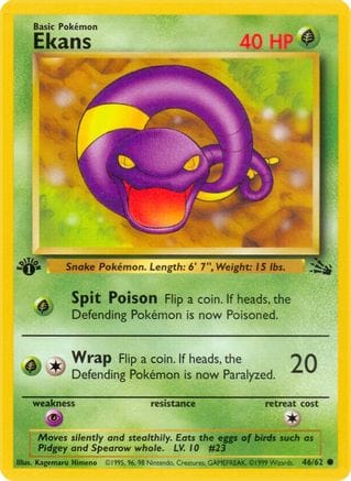 'Pokemon - 'Ekans 046/62  - Unlimited Fossil - Common