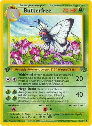 'Pokemon - 'Butterfree 033/64  - 1st Edition Jungle - Uncommon