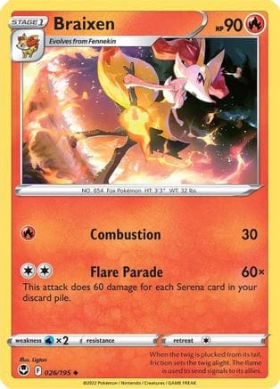 'Pokemon - 'Braixen 026/195  SWSH12 Silver Tempest - Uncommon