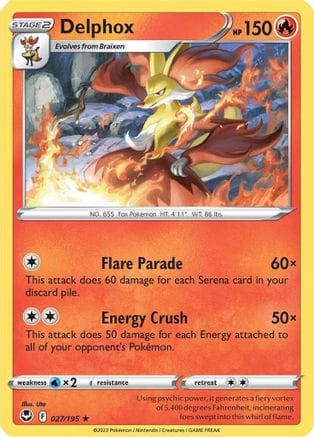 'Pokemon - 'Delphox 027/195  - Reverse Holofoil SWSH12 Silver Tempest - Rare