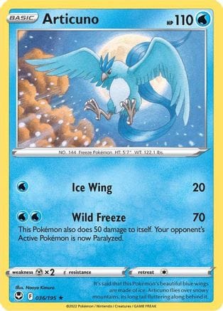 'Pokemon - 'Articuno 036/195  - Holofoil SWSH12 Silver Tempest - Holo Rare