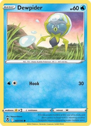 'Pokemon - 'Dewpider 047/195  - Reverse Holofoil SWSH12 Silver Tempest - Common
