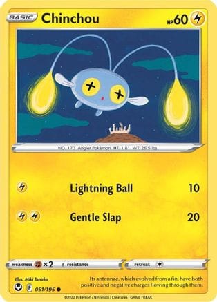 'Pokemon - 'Chinchou 051/195  SWSH12 Silver Tempest - Common