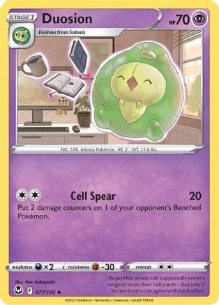 'Pokemon - 'Duosion 077/195  - Reverse Holofoil SWSH12 Silver Tempest - Uncommon