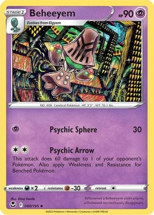 'Pokemon - 'Beheeyem 080/195  - Reverse Holofoil SWSH12 Silver Tempest - Uncommon
