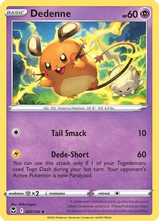 'Pokemon - 'Dedenne 085/195  SWSH12 Silver Tempest - Uncommon