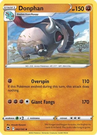 'Pokemon - 'Donphan 092/195  SWSH12 Silver Tempest - Uncommon