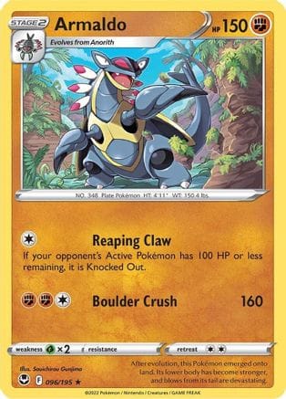 'Pokemon - 'Armaldo 096/195  - Reverse Holofoil SWSH12 Silver Tempest - Rare