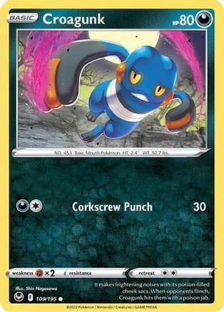 'Pokemon - 'Croagunk 109/195  SWSH12 Silver Tempest - Common