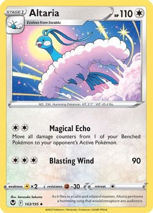 'Pokemon - 'Altaria 143/195  - Reverse Holofoil SWSH12 Silver Tempest - Uncommon