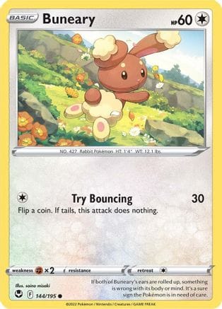 'Pokemon - 'Buneary 144/195  - Reverse Holofoil SWSH12 Silver Tempest - Common