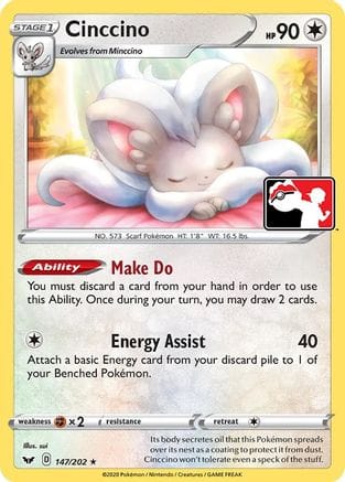 'Pokemon - 'Cinccino 147  - Holofoil Prize Pack Series Cards - Rare