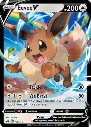 'Pokemon - 'Eevee V 108/159  - Holofoil Crown Zenith - Ultra Rare