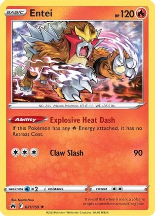 'Pokemon - 'Entei 021/159  - Reverse Holofoil Crown Zenith - Holo Rare