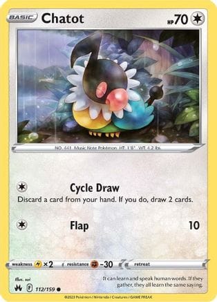 'Pokemon - 'Chatot 112/159  Crown Zenith - Common