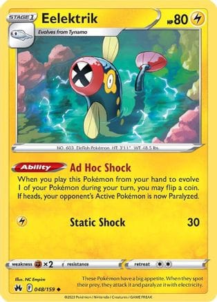 'Pokemon - 'Eelektrik 048/159  - Reverse Holofoil Crown Zenith - Uncommon