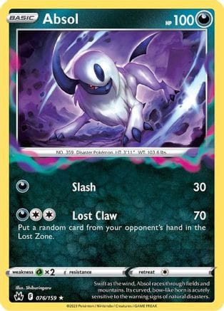 'Pokemon - 'Absol 076/159  - Reverse Holofoil Crown Zenith - Holo Rare