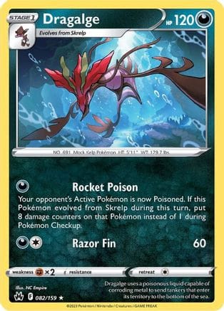'Pokemon - 'Dragalge 082/159  - Reverse Holofoil Crown Zenith - Rare