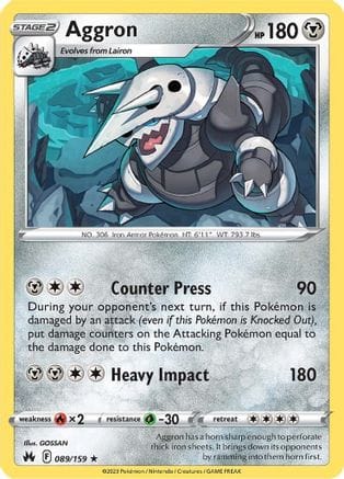 'Pokemon - 'Aggron 089/159  - Holofoil Crown Zenith - Holo Rare
