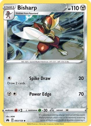 'Pokemon - 'Bisharp 093/159  - Reverse Holofoil Crown Zenith - Uncommon