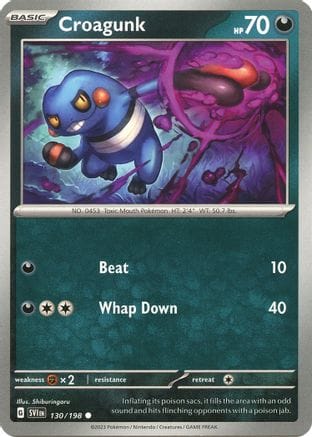'Pokemon - 'Croagunk 130/198  SV01 Scarlet & Violet Base Set - Common