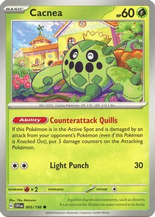 'Pokemon - 'Cacnea 005/198  SV01 Scarlet & Violet Base Set - Common