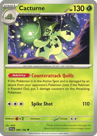 'Pokemon - 'Cacturne 006/198  - Reverse Holofoil SV01 Scarlet & Violet Base Set - Uncommon