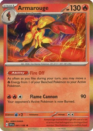 'Pokemon - 'Armarouge 041/198  - Holofoil SV01 Scarlet & Violet Base Set - Rare