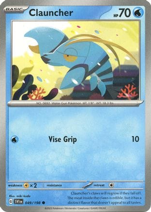 'Pokemon - 'Clauncher 049/198  - Reverse Holofoil SV01 Scarlet & Violet Base Set - Common