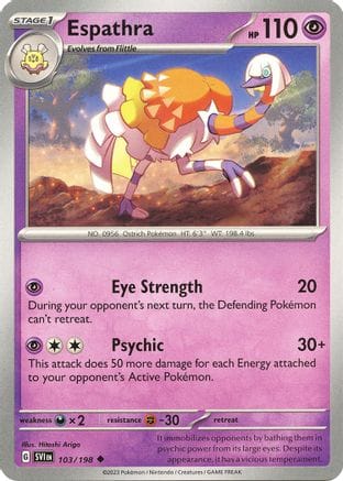 'Pokemon - 'Espathra 103/198  - Reverse Holofoil SV01 Scarlet & Violet Base Set - Uncommon