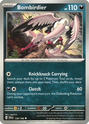 'Pokemon - 'Bombirdier 138/198  - Reverse Holofoil SV01 Scarlet & Violet Base Set - Uncommon