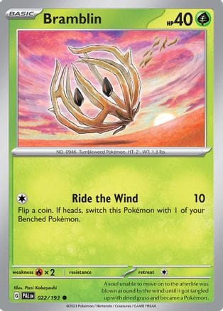 'Pokemon - 'Bramblin 022/193  - Reverse Holofoil SV02 Paldea Evolved - Common