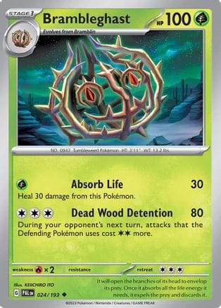 'Pokemon - 'Brambleghast 024/193  SV02 Paldea Evolved - Uncommon
