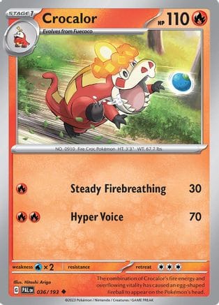 'Pokemon - 'Crocalor 036/193  - Reverse Holofoil SV02 Paldea Evolved - Uncommon
